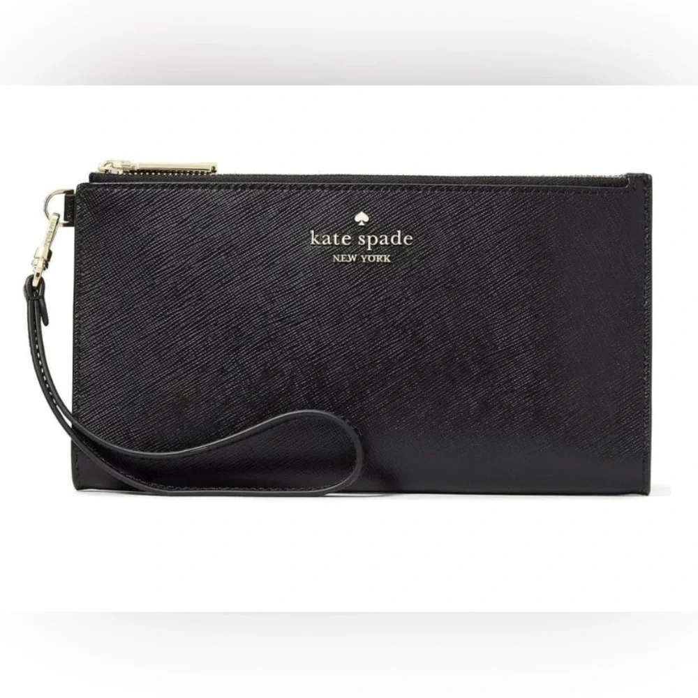 Kate Spade NWT Clutch/Wristlet, Double Zipper, Madison, Saffiano Leather, Black